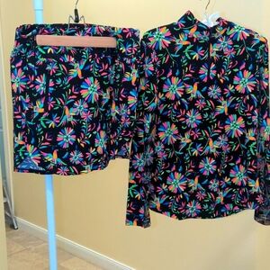 IBKUL Black Multicolor Floral Women Shorts Skorts